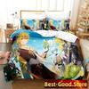 Genshin Impact Bedding Set Purple Keqing Printed Bed Set With Pillowcase Duvet Cover Soft Single Double Queen Super King Size