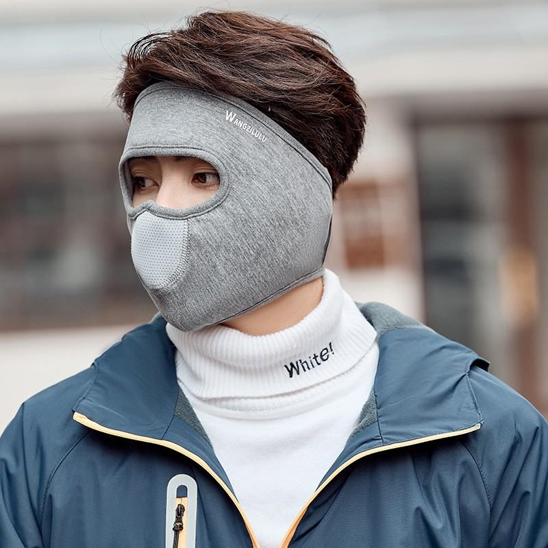 Unisex Warm Face Cover With Ear Protection Breathable Cotton-Polyester Mask Winter Outdoor Use