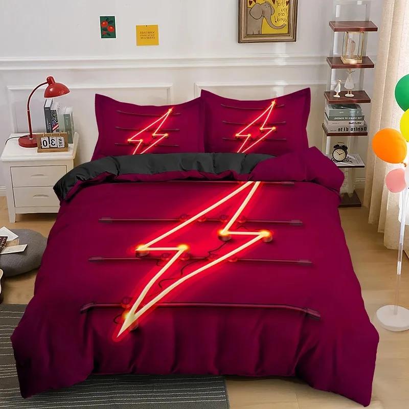 VS Lightning Bedding Set Single Queen King Size Comforter Duvet Cover With Pillowcase Bedclothes For Bedroom