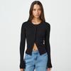 Y2k Mode Damen S Schlanke Passform Langarm Strickjacke Mit Knöpfen