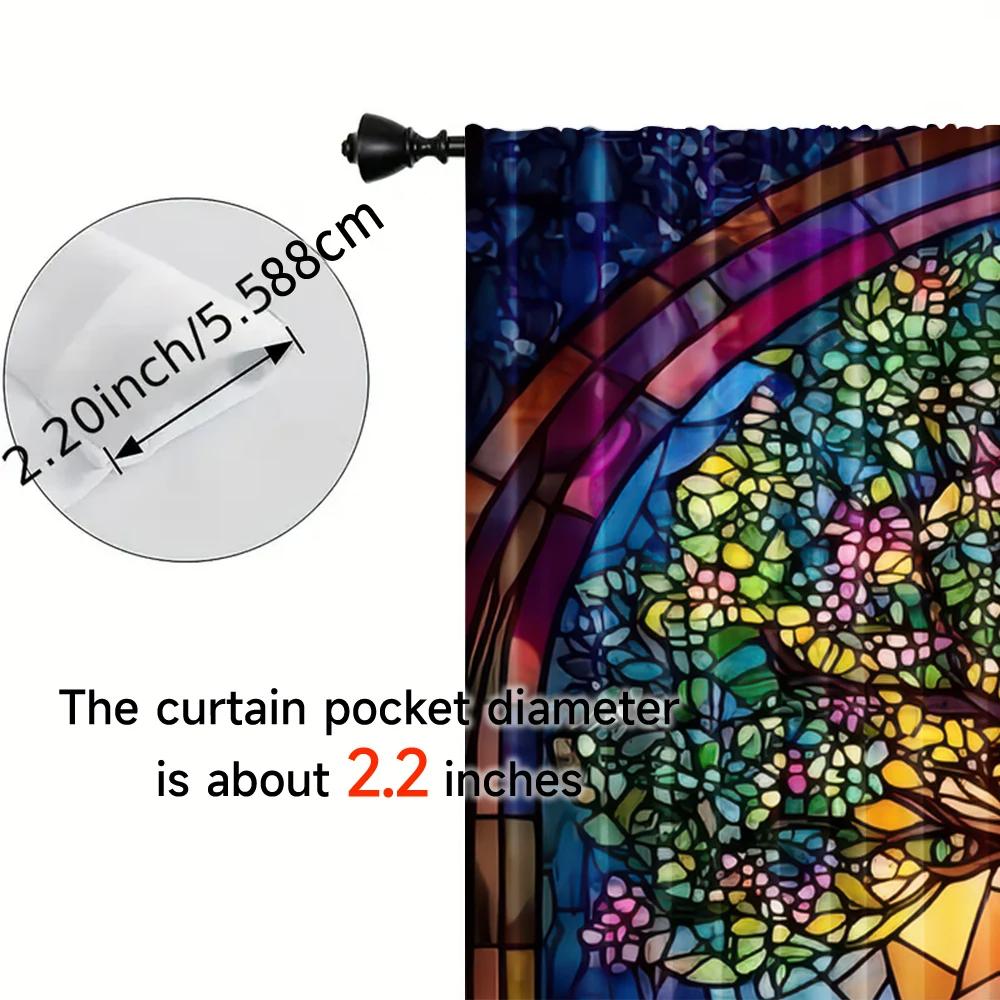 Vikama Piece Colourful Glass Tree Life Curtains Living Room Bedroom Kitchen Pocket Style Home Decor Curtain Darkening Polyester Ideal For Area