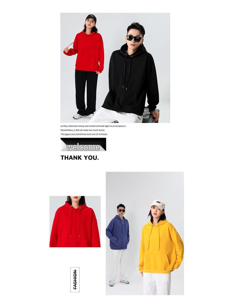 Women's Plus Velvet Thickened 450g Silver Fox Hoodie - Warm, Casual, Loose Fit, Solid Color for Autumn & Winter.