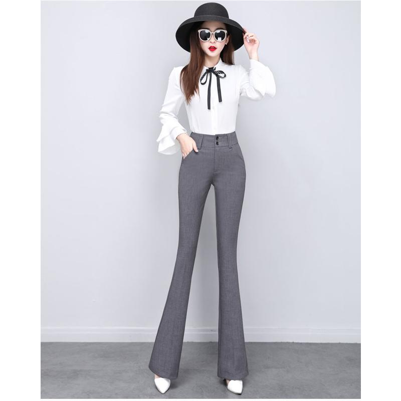 Elegant Long Office Lady 2022 Summer High Waist Women's Wide Leg Capris Suit Pants for Women Skinny Flare Pants Woman Trousers