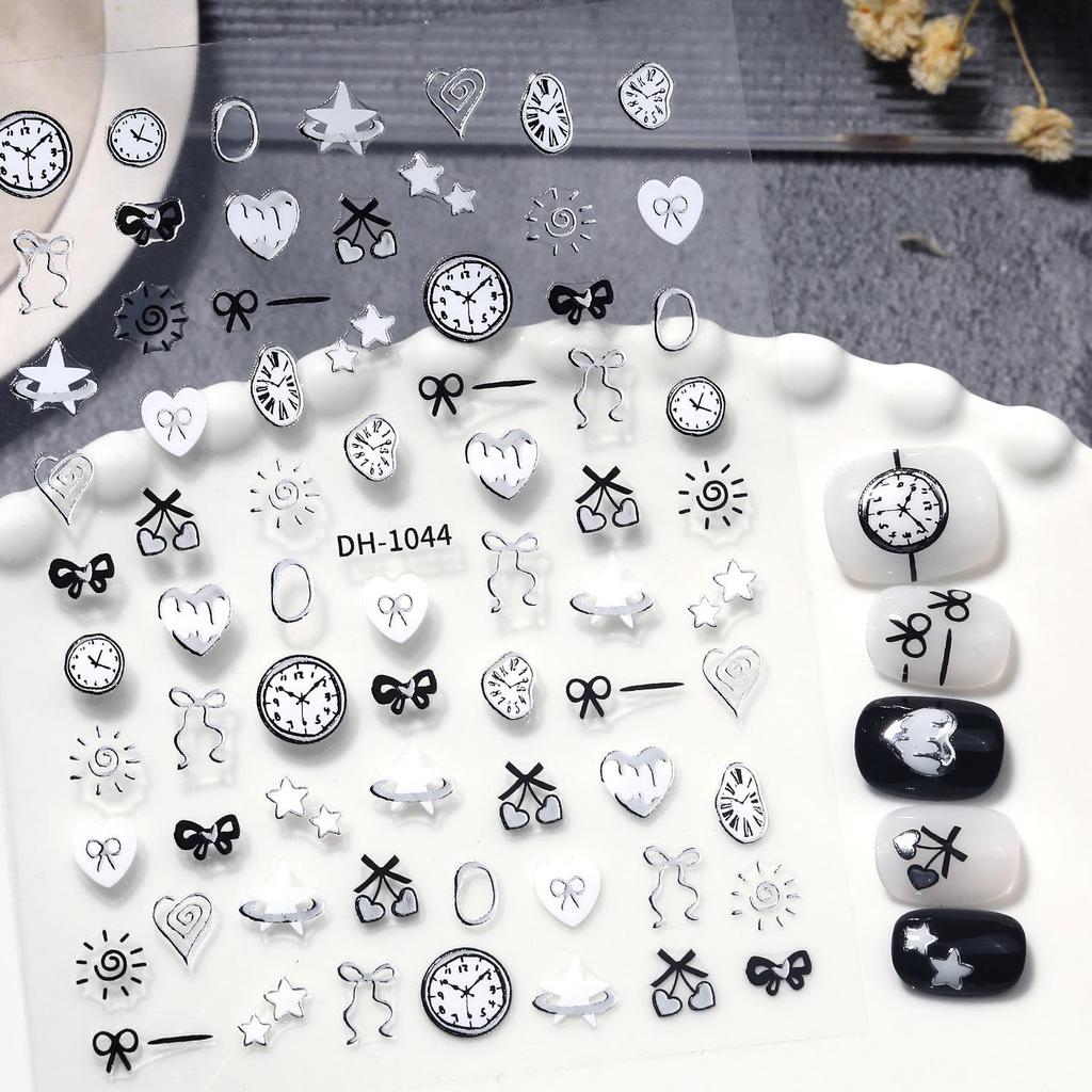Creative Heart Bow Gold Nail Stickers - DIY Adhesive Hot Stamping Art