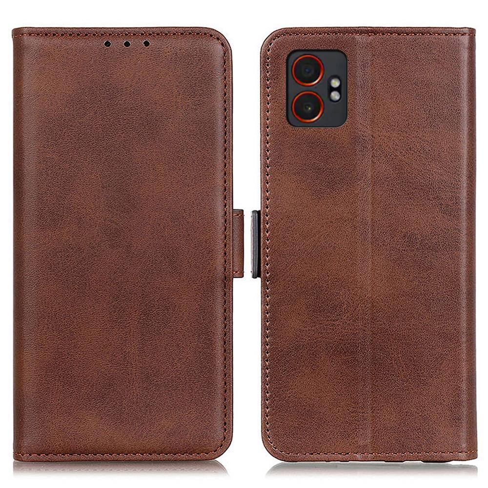 

For Samsung Galaxy XCover7 Pro Case Stand Cowhide Texture PU Leather Phone Cover A