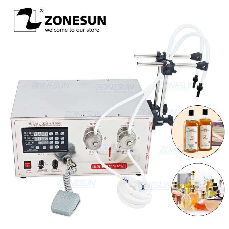 ZONESUN YG2 Magnetpumpe Elektrisch 2 Köpfe Erfrischungsgetränk Ätherisches Öl Ethanol Desinfektion Alkohol Flasche Flüssigkeitsabfüllmaschine