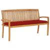 Stackable Garden Bench and Cushion, 159 Cm vidaXL Solid Teak Wood