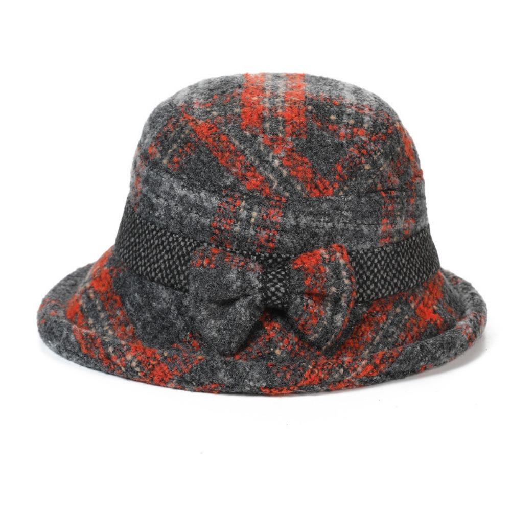 Tweed Fisherman Hat Thickened Warm Bowler Hat Elegant Bucket Hat  For Ladies