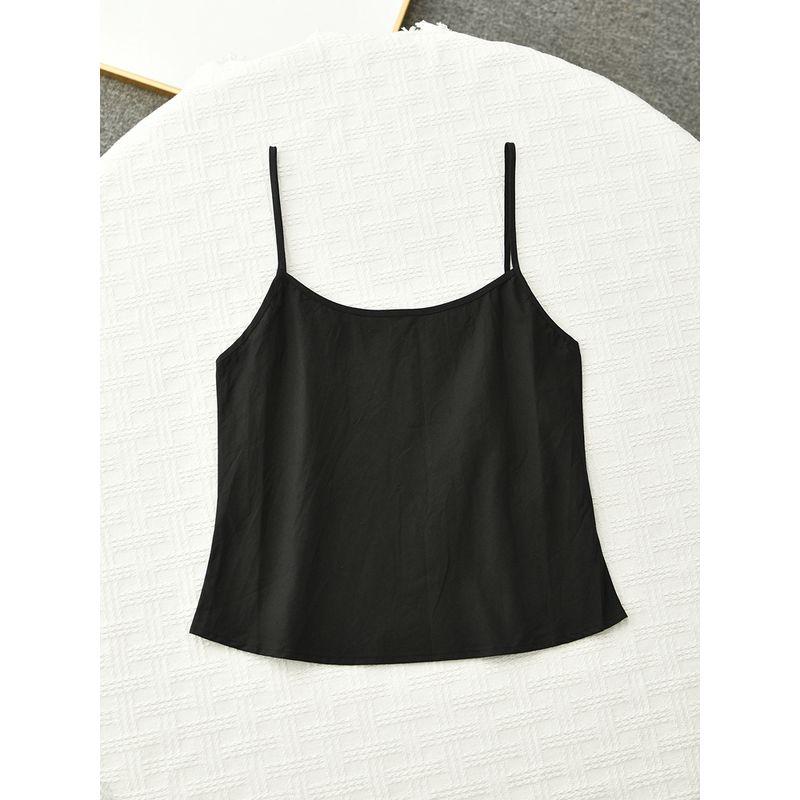 

Pure Color BASIC Bottoming Vest Suspenders Female Summer Om153 Mid Length Long Length Silm Slimming Inner Pure Cotton Dress a Black/Short 1