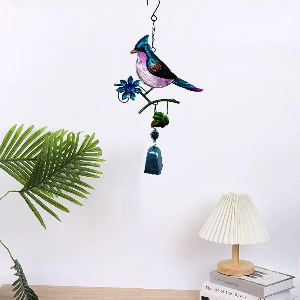 Metal Bell Pendant Iron Art Hanging Decoration Blessing Little Bird Wind Chime  Landscape
