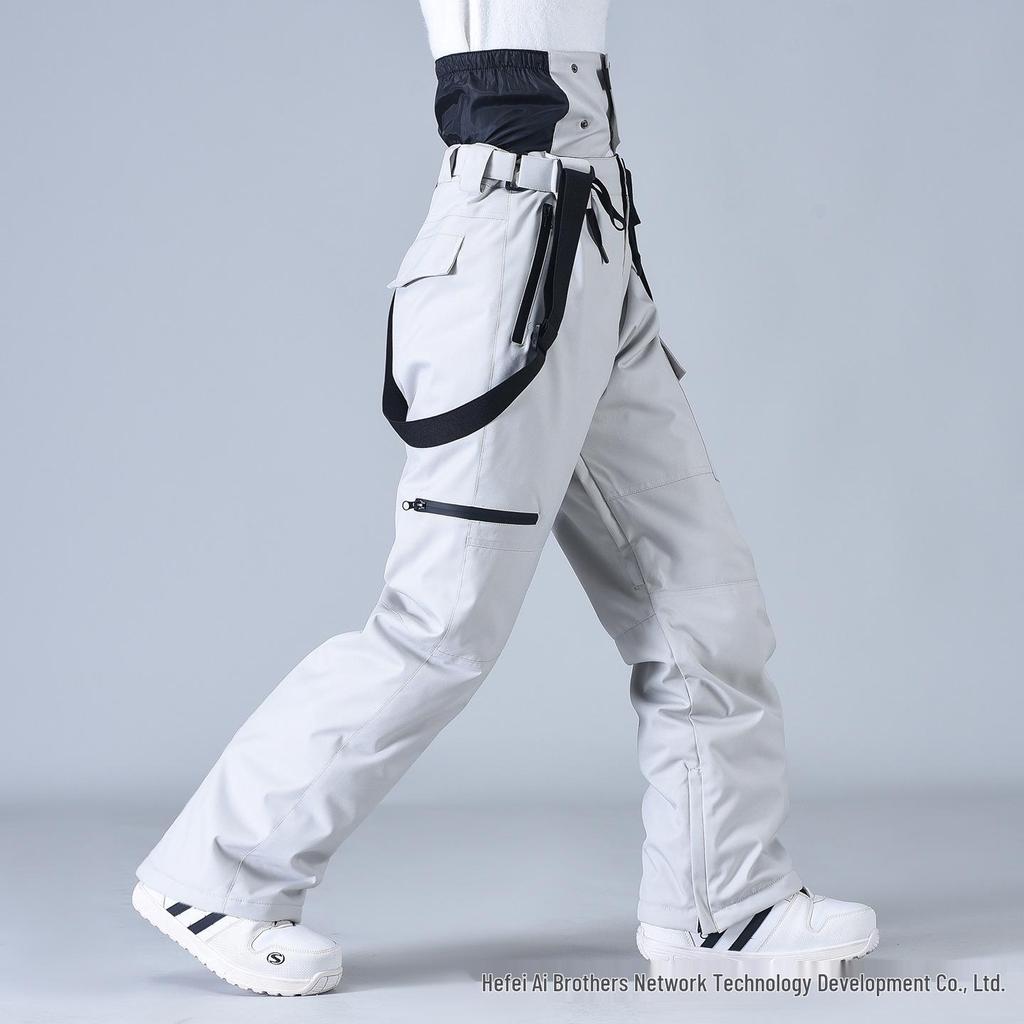Ski Pants - Windproof, Waterproof, Cotton-Padded, One-Piece for Men & Women, Suitable for Single & Double Boarding