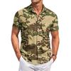 Camisa Casual de Manga Corta con Estampado de Camuflaje para Hombre, Moda Ligera de Botones, Top de Verano para Exteriores Ajustado para Uso Diario