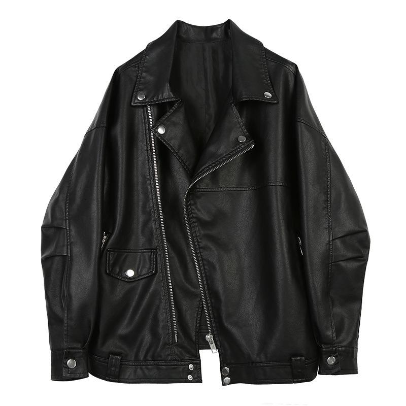 2024 Retro Cocoon-Shaped Motorcycle Leather Jacket – Spring/Autumn Collection
