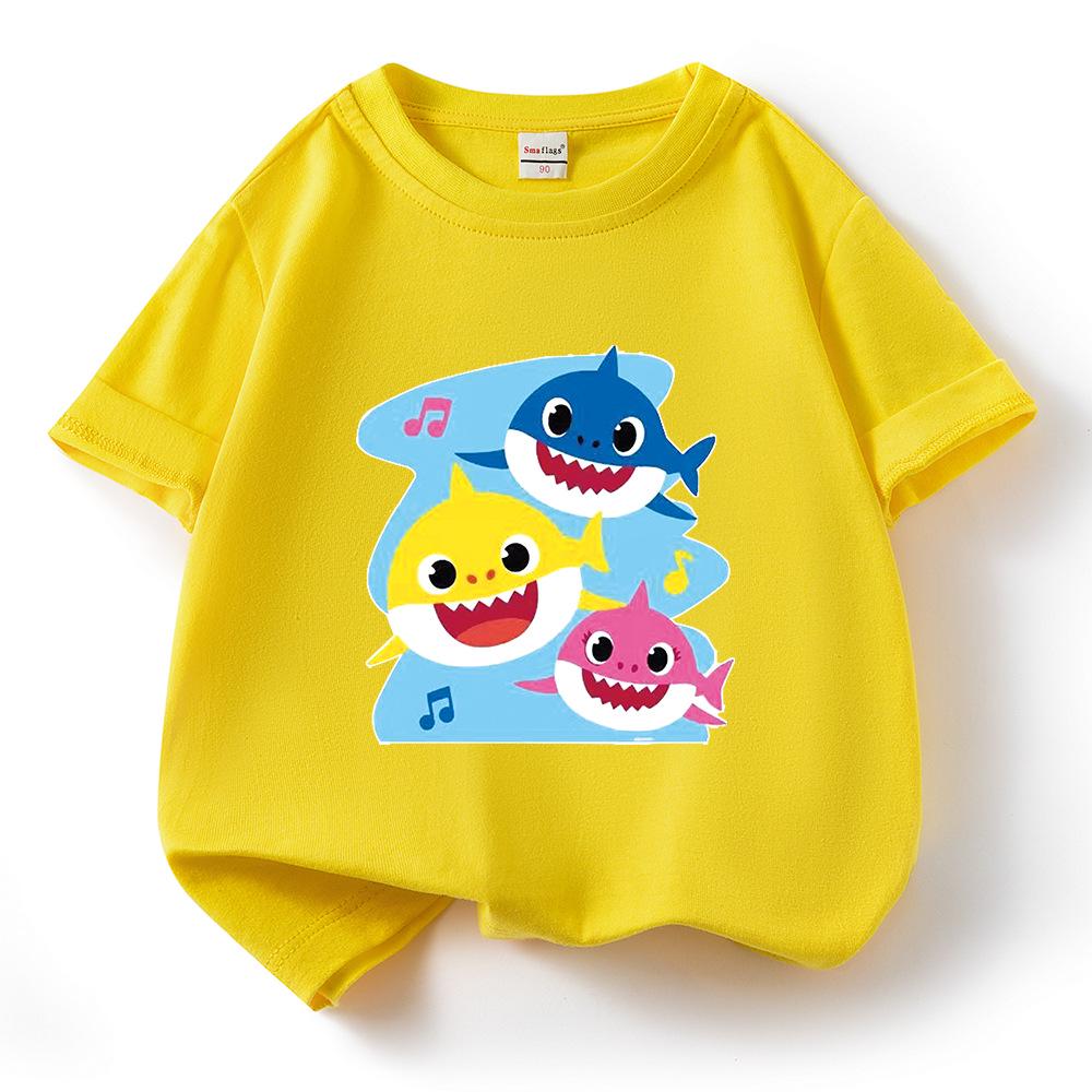 2024 Baby Shark Pure Cotton Short-Sleeve T-Shirt for Kids – Boys' and Girls' Summer Wear