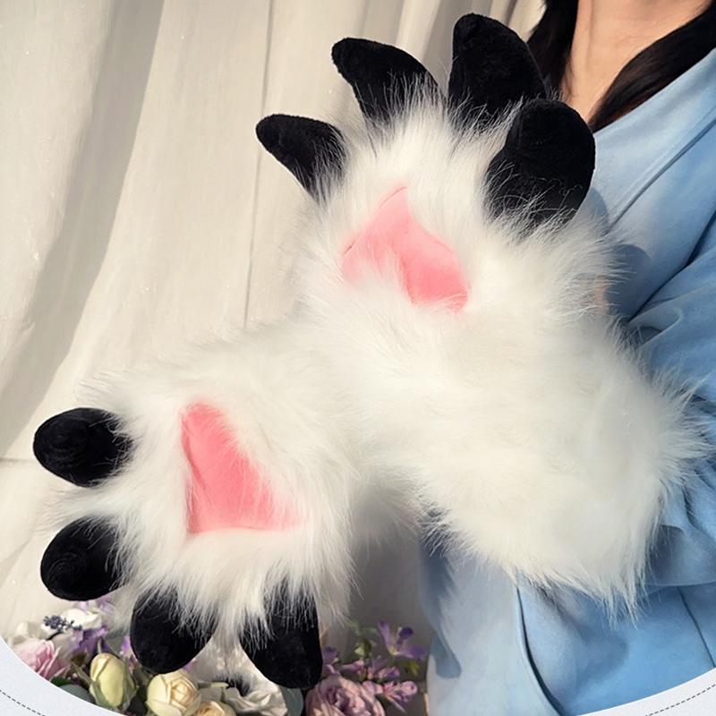 Handmade Furry Paws Plush Cartoon Dragon Animal Paw Gloves Kigurumi Beast Claw Glove Kawaii Comic-Con Cosplay Costume