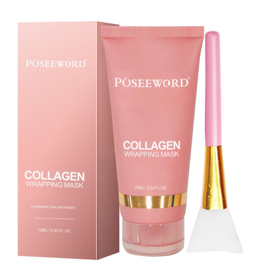 2pc Collagen Night Peel Off Mask, Hydrating Firming Sleeping Wrap Mask with Hyaluronic Acid for Night Skin Care