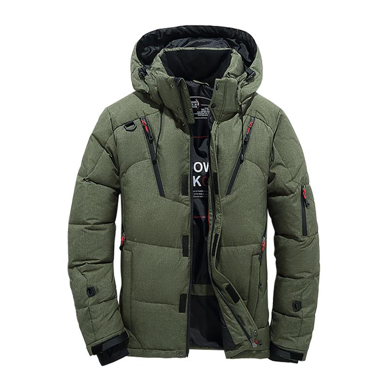 

Down Jacket Men, White Duck, Winter Coat, Windproof, Warm, Parkas, Travel Camping, Overcoat, New In, Thicken, Solid Color, Hooded, Clothing Asian 4XL 85-95KG зелений