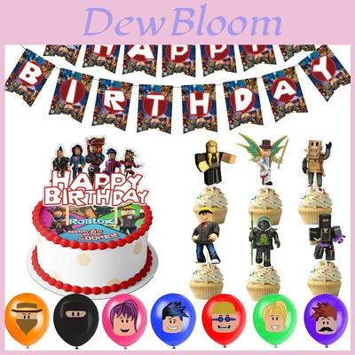 Roblox Kids Boys Birthday Party Supplies Elegant Banner Balloon Cake Topper Set