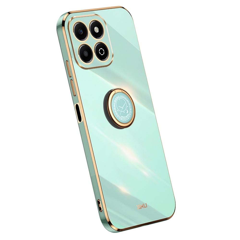 

XINLI For Honor X6b 4G Case Ring Kickstand Electroplating TPU Phone Cover Cyan