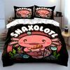 Cute Axolotl Snack Design Bedding Set Bedding Set (1 Duvet Cover, 2 Pillowcases, Duvet Not Included)