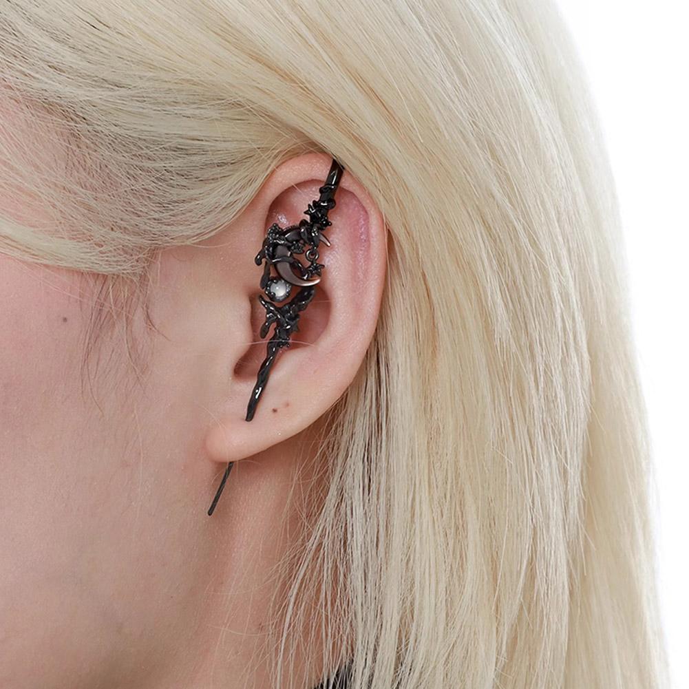 Myth Of The Moon Ear Hook Earrings Goth Sword Earrings Punk Moon Needle Piercing Earring Star Earrings Halloween Jewelry Gift