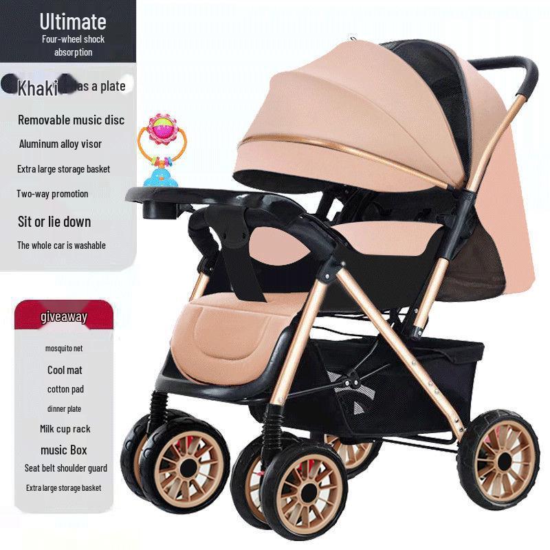 

Реверсивная Складная Детская Коляска с Амортизирующими Колесами и Большой Люлькой для Сна