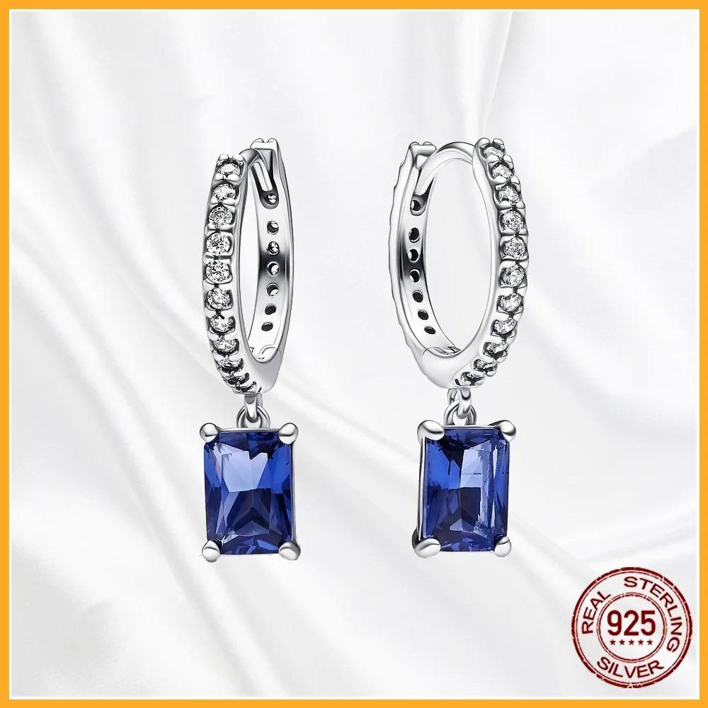 925 Silver Heart Hoop Earrings Sparkling Original Jewelry Gift for Women