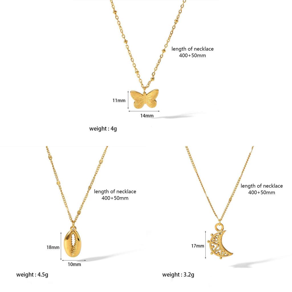 Collana con Ciondolo a Forma di Cuore in Acciaio Inossidabile per Donna con Ciondolo a Stella e Placcatura in Oro