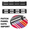 2U 48 Port CAT6 Patch Panel IRJ45 Network Ethernet Rack Mount 19 Inch Rack Networking Network Hubs