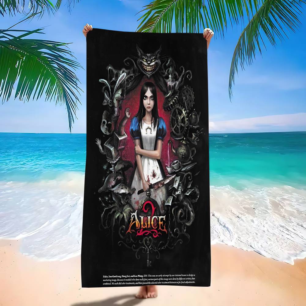A-Alice M-Madness R-Returns Anime Beach Swimming Towel Soft Absorbent Washcloth Children's Gifts for Kids Travel Camping Gym