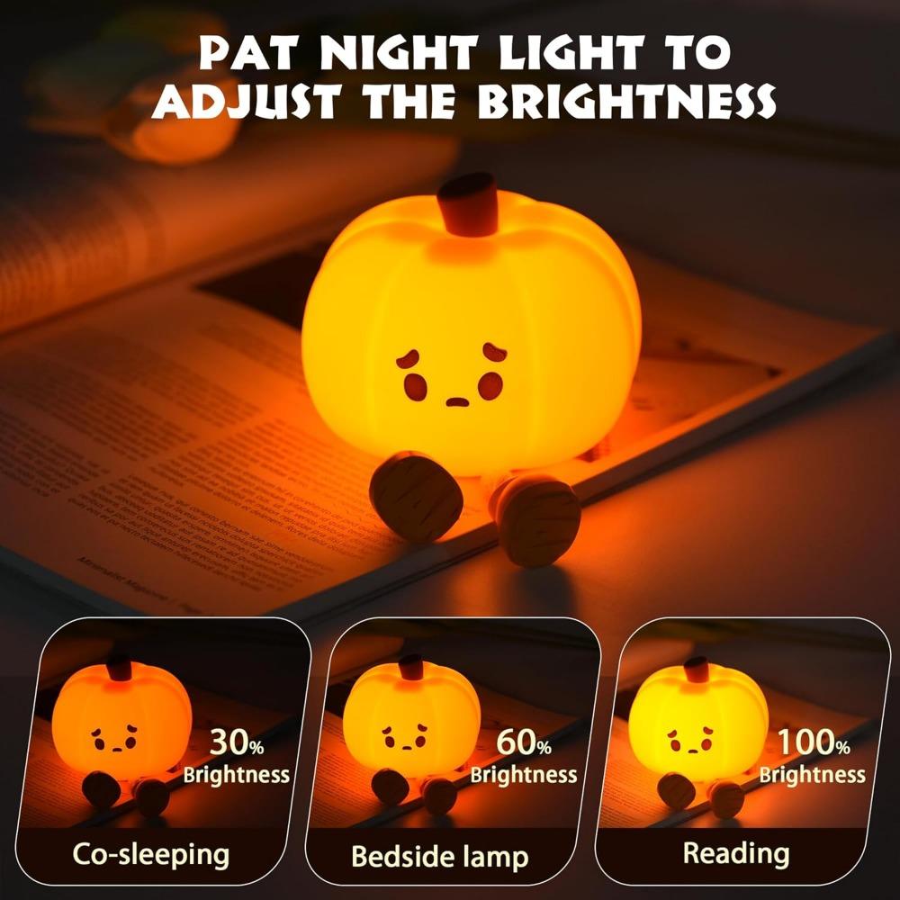 Pumpkin LED Lamp Silicone Dimmable Bedroom Nursery Nightlight Rechargeable Bedside Touch Lamp Woman Kids Office Desk Birthday Gifts Halloween Decor