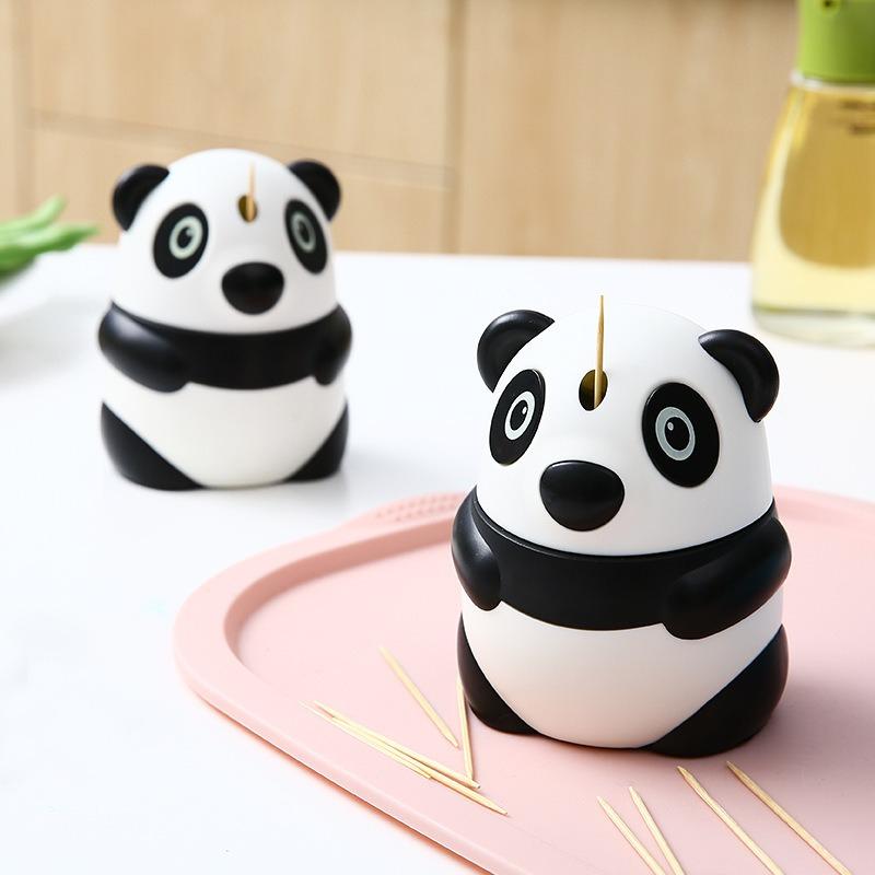 1 Stück Kreativer Automatischer Zahnstocherhalter aus Kunststoff Drücken Cartoon Panda Zahnstocherbox Mode Persönlichkeit Niedlich