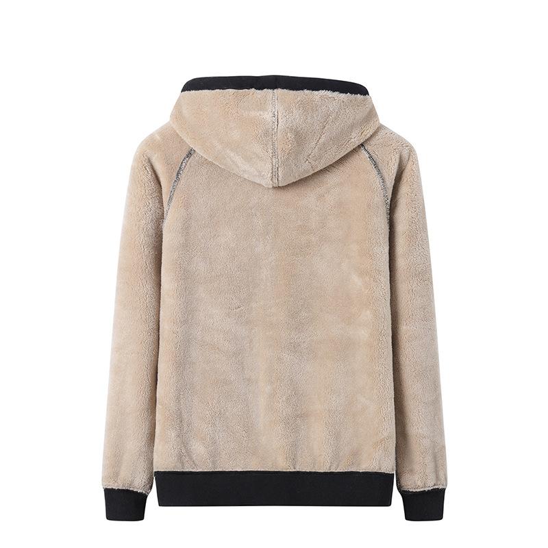 New Winter Lamb Velvet Sports Sweatshirt for Men Plus Velvet Thickened Cardigan Hooded Warm Jacket Large Size Cardigan
