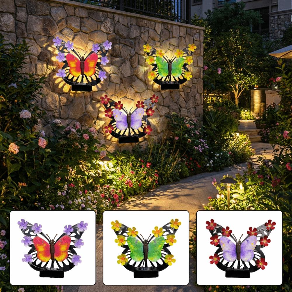 Solar Powered Solar Wall Light Butterfly Shape Outdoor Wall Decor Garden Decor Light Garden Fence
