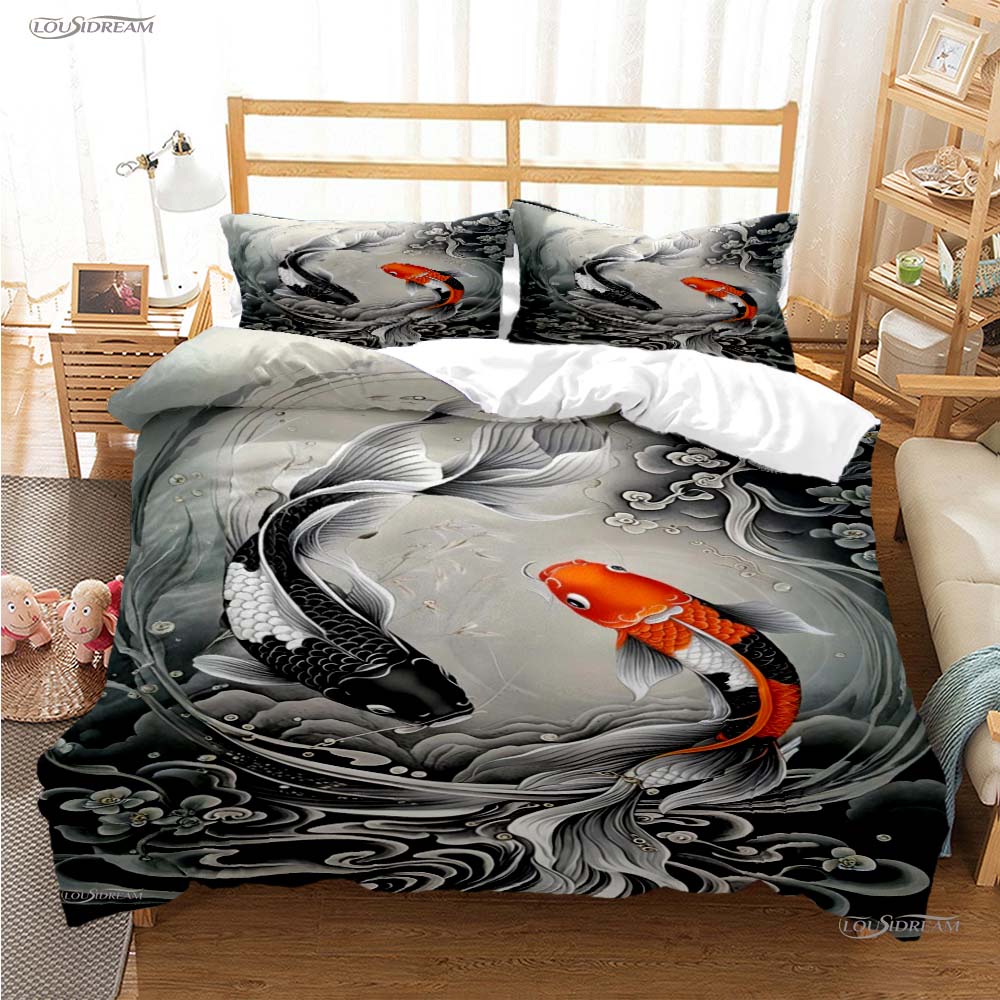Comforter Yin Yang Koi Fish Casal All Season Duvet Luxury Bedding Set Soft And S Teen Single/Double/Queen/King