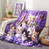 Kätzchen Blumen Schmetterling Flanell Überwurfdecke, gesteppter Glam-Stil für Sofa Bett, Fantasy-Thema Gemütliches Geschenk, Ganzjahres