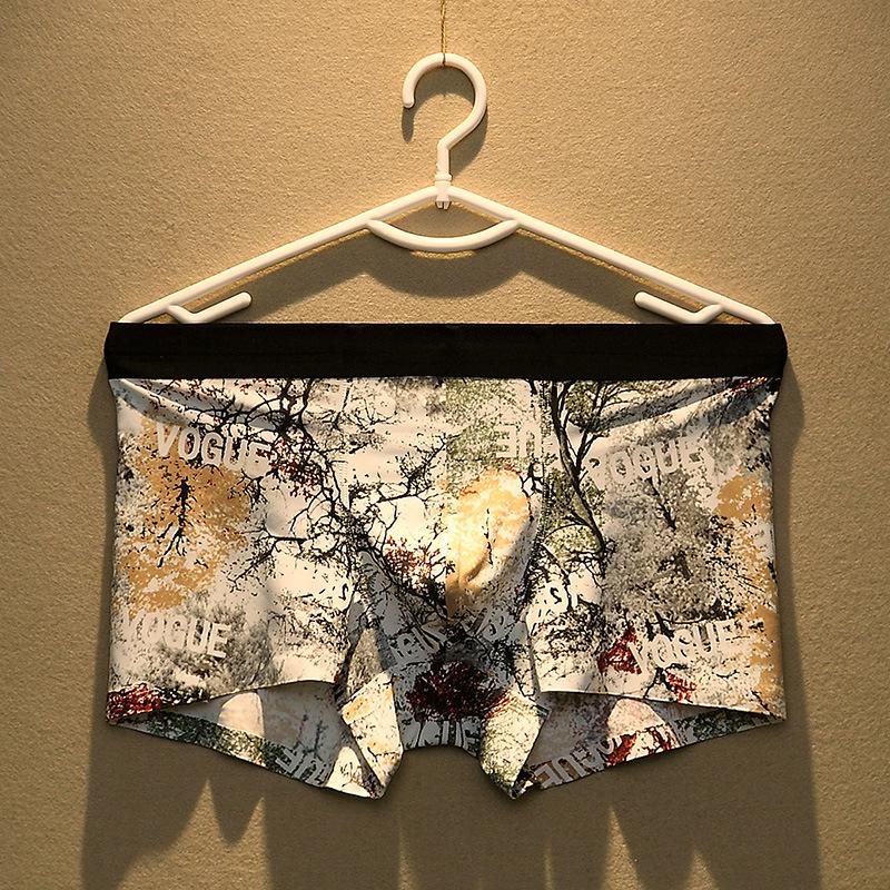 Men's Underwear Summer Ice Silk Seamless Flat Corner Pants Four Corner Pants Low Waist Underwear