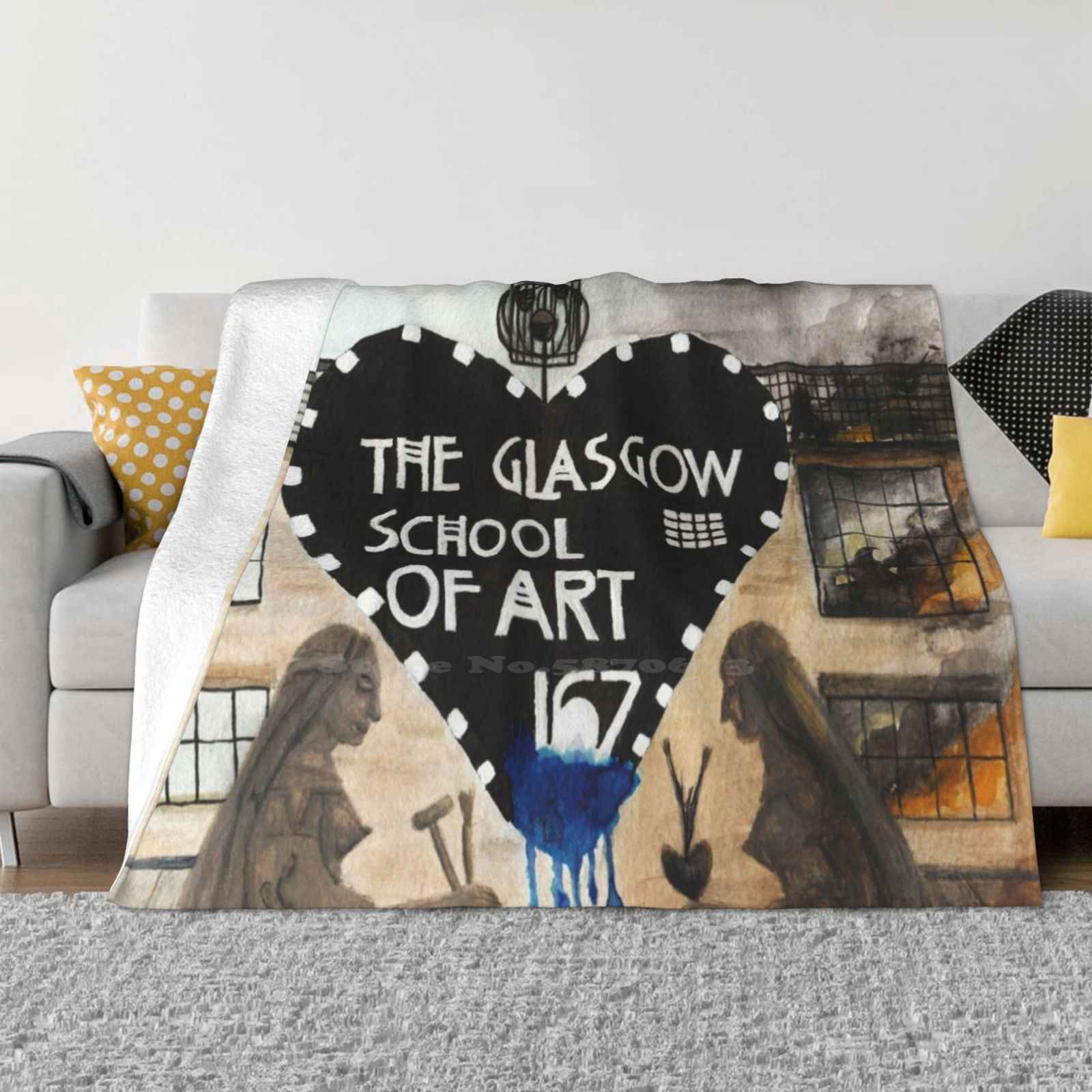Live On Gsa Latest Super Soft Warm Light Thin Blanket Glasgow School Of Art Gsa Glasgow Fire The 30x40in
