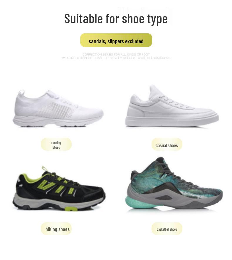 Sport Shock-Absorbing Insoles for Flat Foot Arch Support - Unisex Running & Basketball