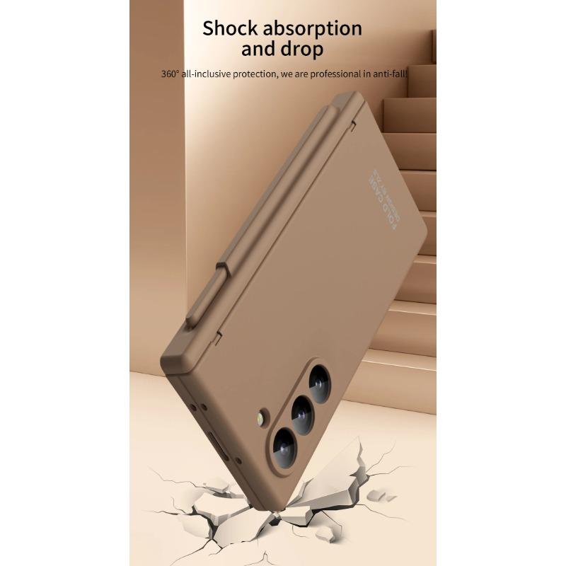 Pen Container Matte Hard Back Hinge Protective Film Cover for Samsung Galaxy Z Fold 6 5 4 3 Case Protection Shockproof Ultra Thin