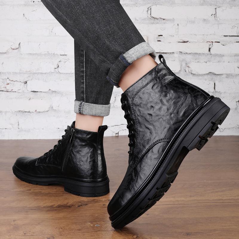 Men's Shoes Genuine Leather Male Desert Boots Low Top Men Casual Shoes Fashion Lace-Up for Men Boots