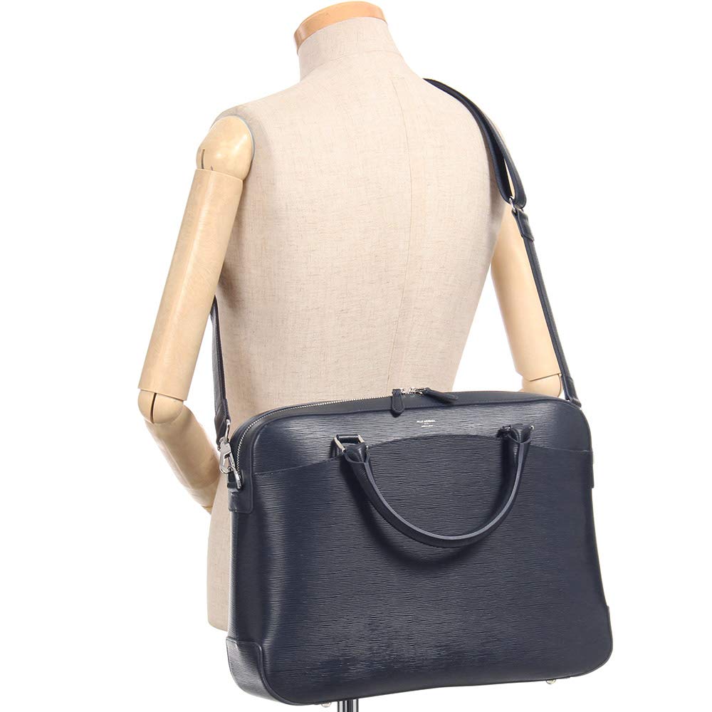 Pelle Morbida Briefcase Genuine Leather Capitano Embossed Leather Navy PMO-CA201 Men's PM-CA201-NV
