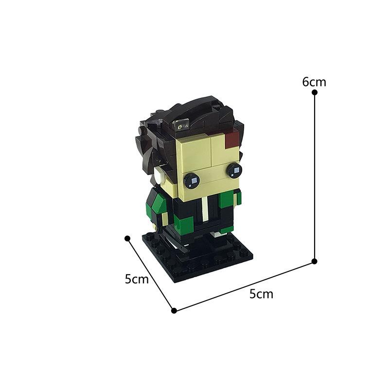 MOC Assembled Building Blocks Small Particles Kamado Tanjiro Square Head Puzzle Children's Building Block Toys