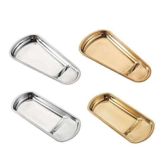 Metal Serving Spoon Rest Stainless Steel Buffet Tray, Holder with Food Tongs Cooking Accessory Rack, Plate for Bread Cake, Kitchen Counter Organizer