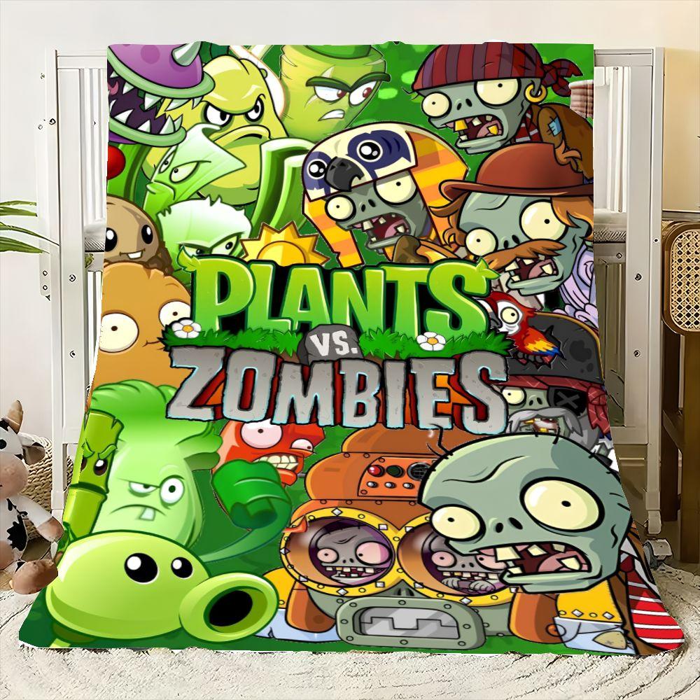 Vibrant Plants vs. Zombies Plush Blanket - Colorful Cartoon Print Fleece Throw, Soft and Cozy for Kids, Perfect for Gaming Rooms