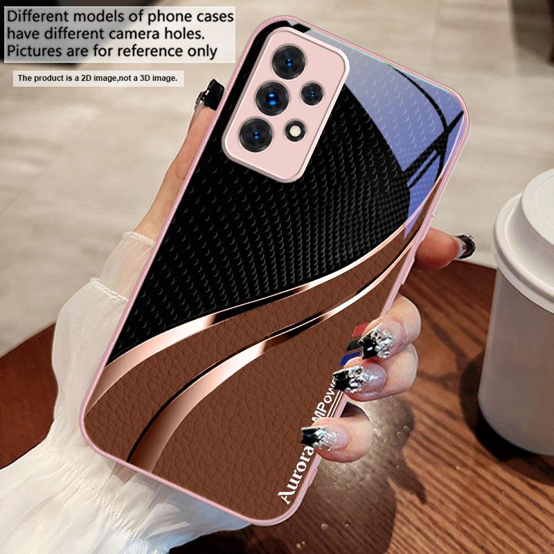 

High end leather texture For Samsung A73 72 71 A70 56 55 54 A53 52 51 50 42 A35 A34 33 32 31 26 25 24 23 22 30 glass phone case Galaxy A73 5G