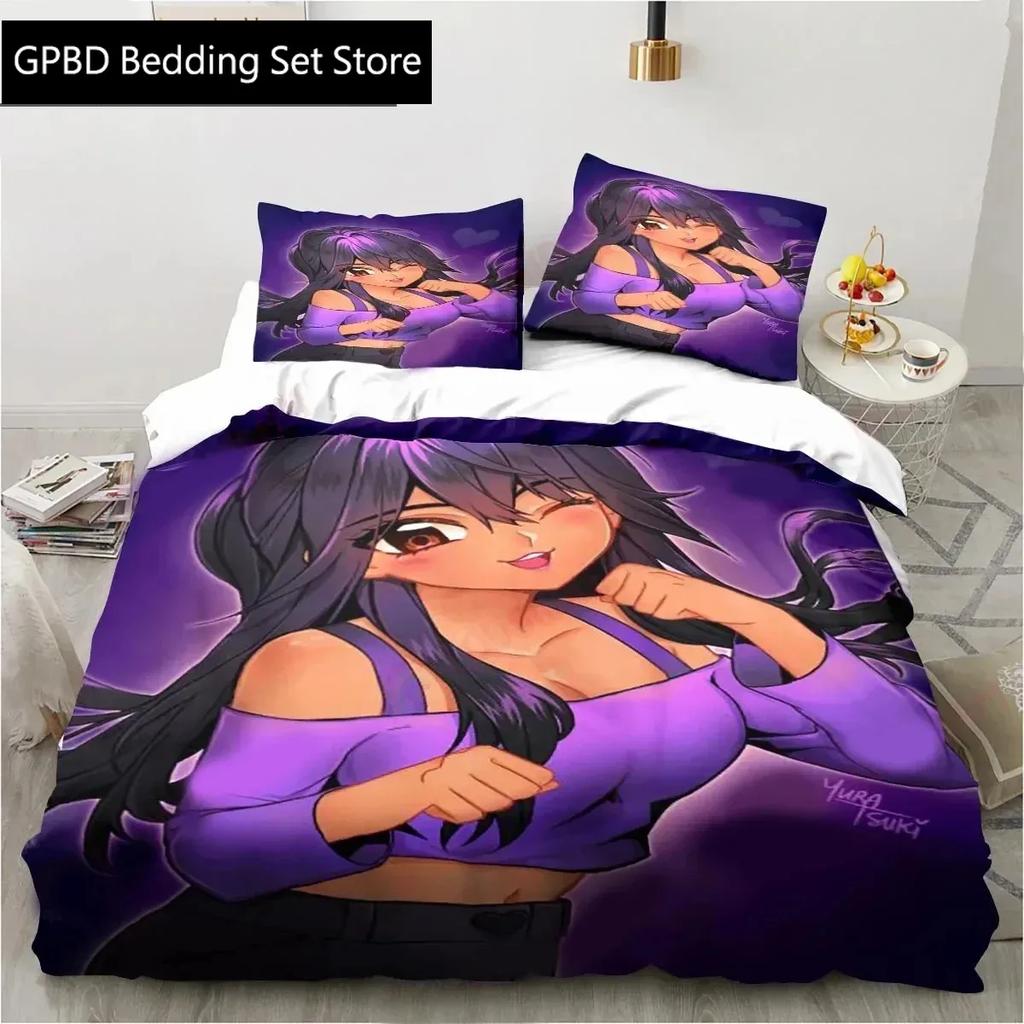 3D Cartoon Game Cute Aphmau with Wings Bedding Set Single Twin Double Queen King Cal King Size Bed Linen Set