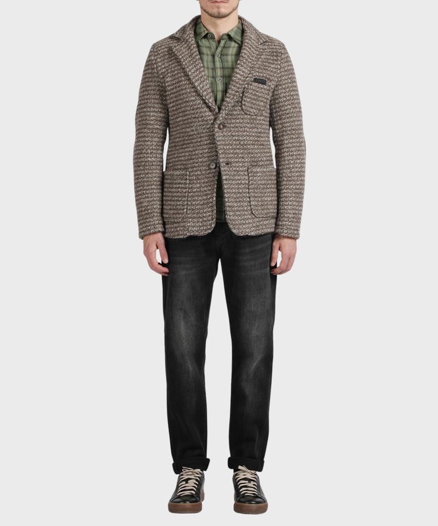 Panicale Brown Wool Blend Knit Jacket
