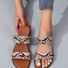 Summer women shoes Slippers for Women 2024 New Fashion Snakeskin Pattern Wedges Women Sandals Outside Casual Flats Slides Women