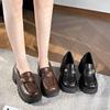 Thick Soled Black Small Leather Shoes for Women 2025 New British Style  Thick Soled High Heels  Fashion Trend Casual Loafers